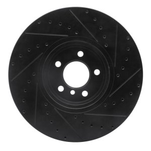 BMW X5 Brake Rotor (1) - Front Left - R1 Concepts - Drilled & Slotted - Black - `08-`19